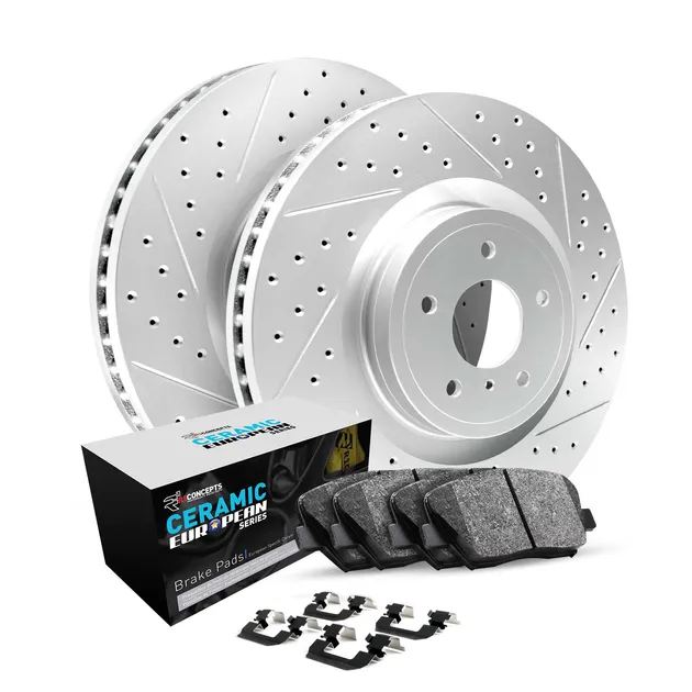 R1 Concepts WBTH1-73082 Brake Rotors - Carbon Coated - D/S W/ Euro Ceramic Pads & Hdw
